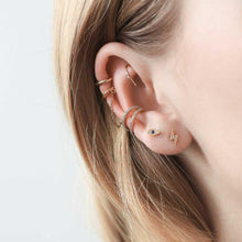 Load image into Gallery viewer, Whispering Star Hoop Earrings in Sterling Silver