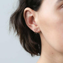 Load image into Gallery viewer, Whispering Star Hoop Earrings in Sterling Silver
